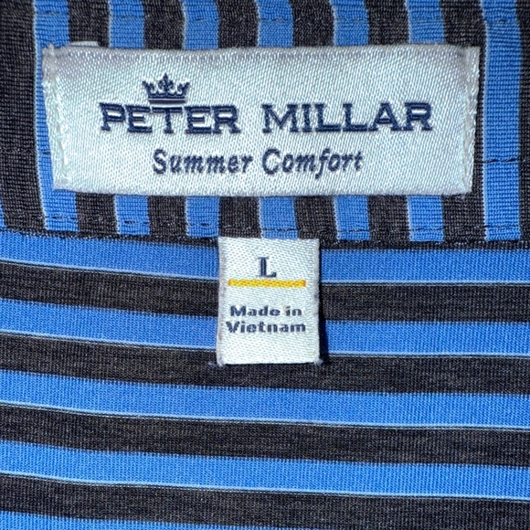 Peter Millar Summer Comfort Polo MF20EK04S Blue and Black Striped. Men’s Large - Picture 7 of 12